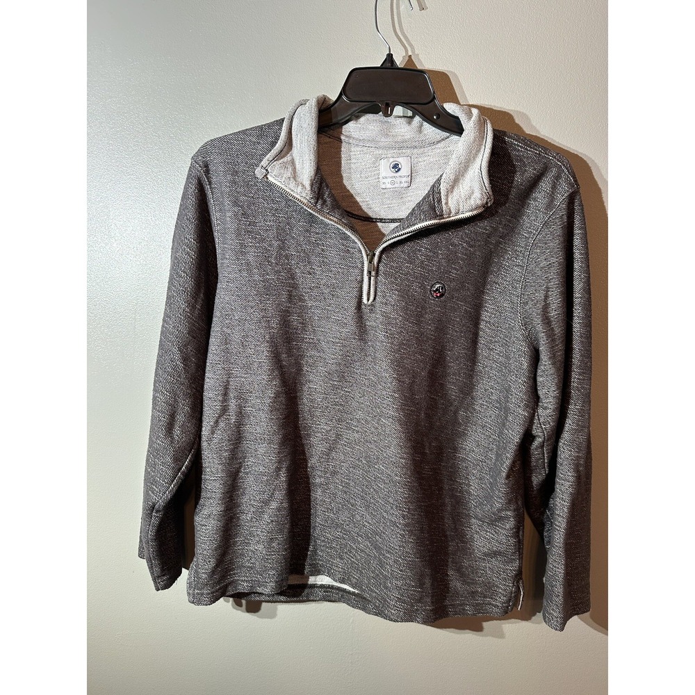 Southern Proper  Gray  1/4 Zip‎ Pullover Sweatshirt Elbow Patches Sz Medium M